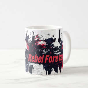 "Rebel Forever" - Edgy Skull Graphic Design Coffee Mug