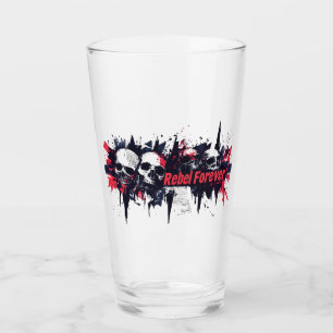 "Rebel Forever" - Edgy Skull Graphic Design Glass