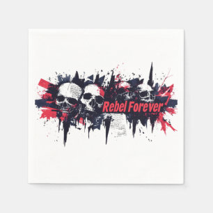 "Rebel Forever" - Edgy Skull Graphic Design Napkin