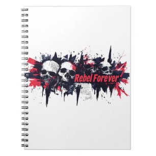 "Rebel Forever" - Edgy Skull Graphic Design Notebook
