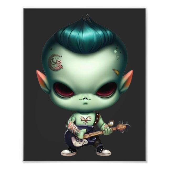 Rebel Green Alien Rockstar Photo Print (Front)
