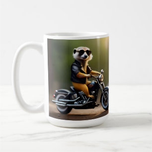 Rebel Meerkat: Leathers, Sunglasses and Motorbike Coffee Mug