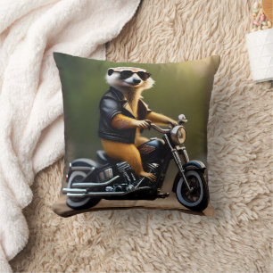 Rebel Meerkat: Leathers, Sunglasses and Motorbike Cushion