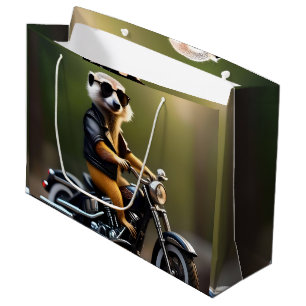 Rebel Meerkat: Leathers, Sunglasses and Motorbike Large Gift Bag