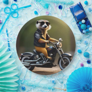 Rebel Meerkat: Leathers, Sunglasses and Motorbike Paper Plate