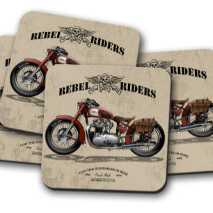 Rebel Rider Bike Coaster Motorcycle Coaster Set