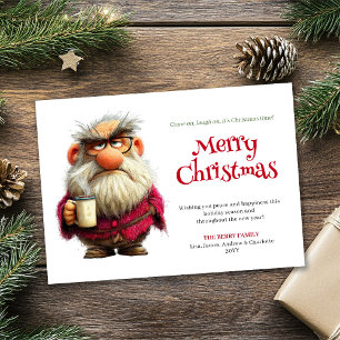 Rebel Santa quirky editable Christmas greeting  Holiday Card