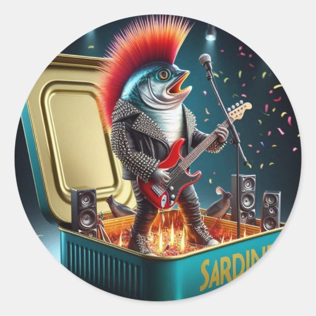 Rebel Sardine Punk Rock Attitude Crazy Style Classic Round Sticker (Front)