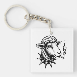 Rebel Sheep – Punk Tattoo Style Graphic Key Ring