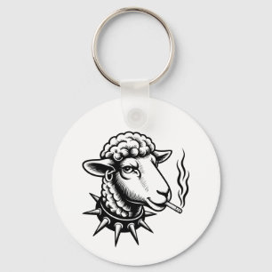 Rebel Sheep – Punk Tattoo Style Graphic Key Ring