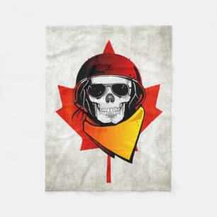 Rebel Skull Distressed Canadian Flag Fleece Blanket