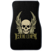 Rebel Skull With Wings Auto Front Floor Mats