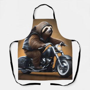 Rebel Sloth: A Leather-Clad Sloth Riding Motorbike Apron