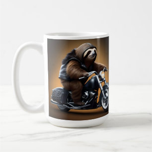 Rebel Sloth: A Leather-Clad Sloth Riding Motorbike Coffee Mug