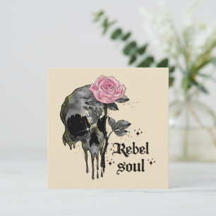 Rebel Soul - Gothic Skull with Pink Rose