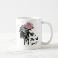 Rebel Soul - Gothic Skull with Pink Rose