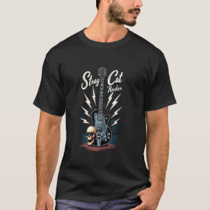 Rebel Style Stray Cat Rocker Rockabilly Guitar T-Shirt