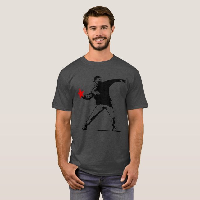 Rebel Throwing Flaming Star Street Art Tee (Front Full)