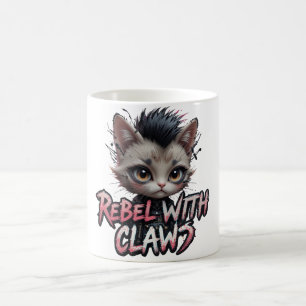 Rebel With Claws Mug Punk Rock Cat Coffee Cup