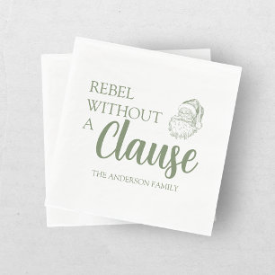 Rebel Without A Clause Christmas Santa Green Napkin