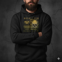 Rebellion 1776 American Flag Skull Black Hoodie