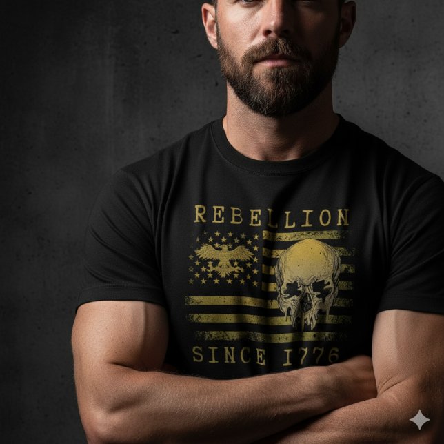 Rebellion 1776 American Flag Skull T-Shirt (Creator Uploaded)
