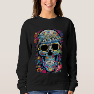 Rebellious Blooms Funky Edgy Skull and Flowers Sta Sweatshirt