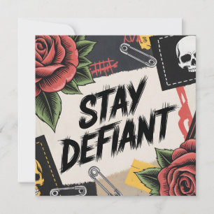 Rebellious Design: "Stay Defiant" Punk Slogan Holiday Card