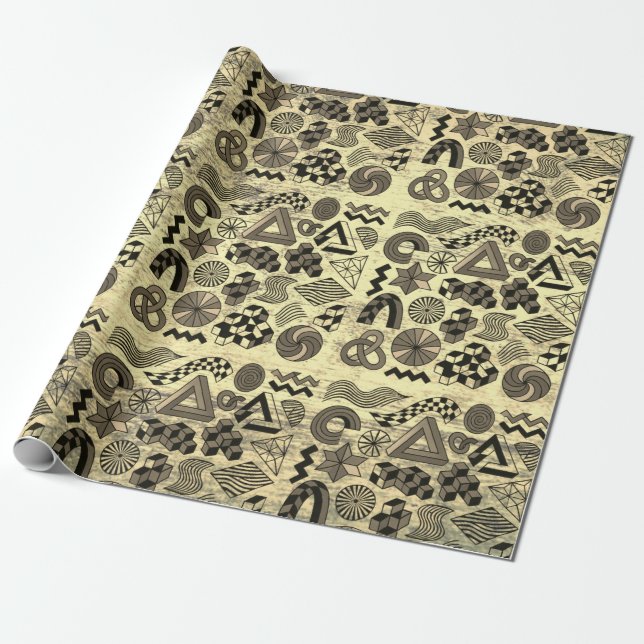 Rebellious Geometries sepia Wrapping Paper (Unrolled)