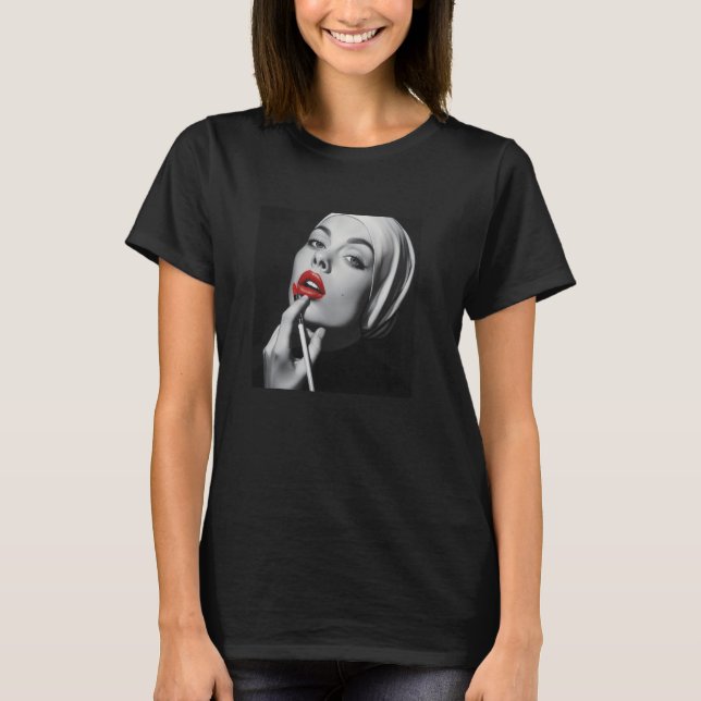rebellious nun with lipstick, rebellious nun T-Shirt (Front)