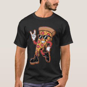 Rebellious Pizza Giving Rock-On Gesture T-Shirt
