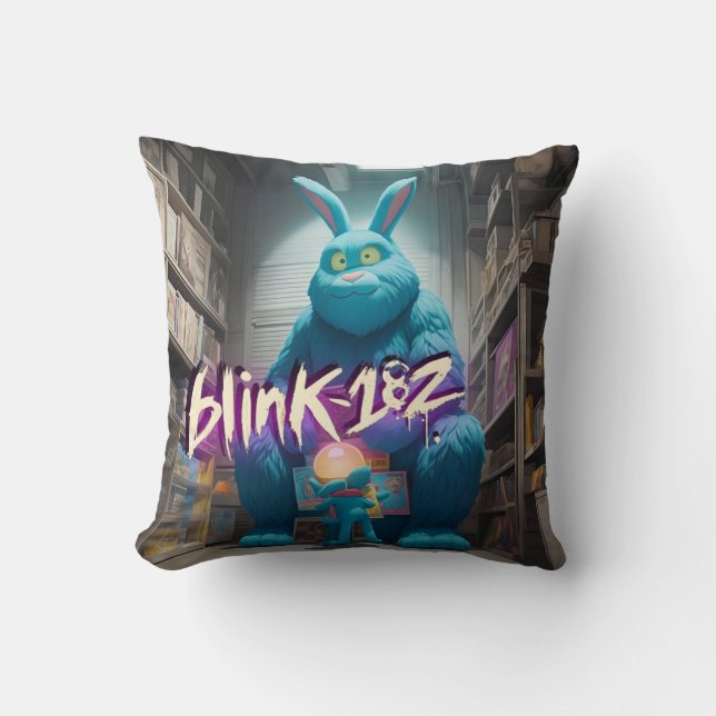 Rebellious Rest: Bigfoot Bunny - Blink 182 Inspire Cushion (Front)