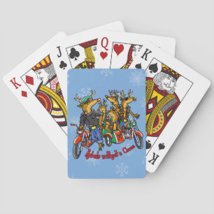 Rebels without a Claus Reindeer Blue Holiday Playing Cards