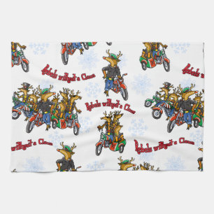 Rebels without a Claus Reindeer Silver Holiday Tea Towel