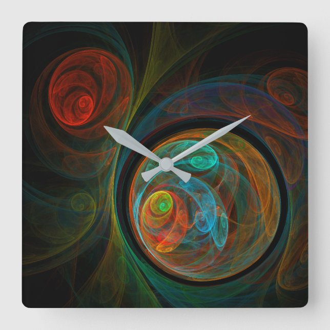 Rebirth Abstract Art Square Wall Clock (Front)