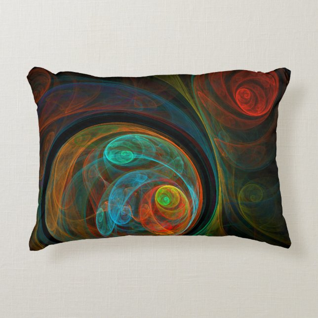 Rebirth Blue Abstract Art Accent Pillow (Front)
