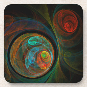 Rebirth Blue Abstract Art Cork Coaster
