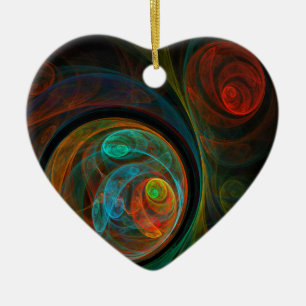 Rebirth Blue Abstract Art Heart Ornament