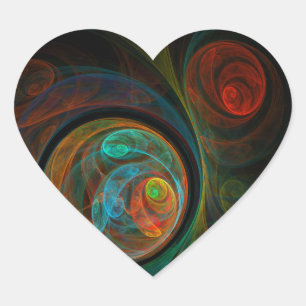 Rebirth Blue Abstract Art Heart Sticker