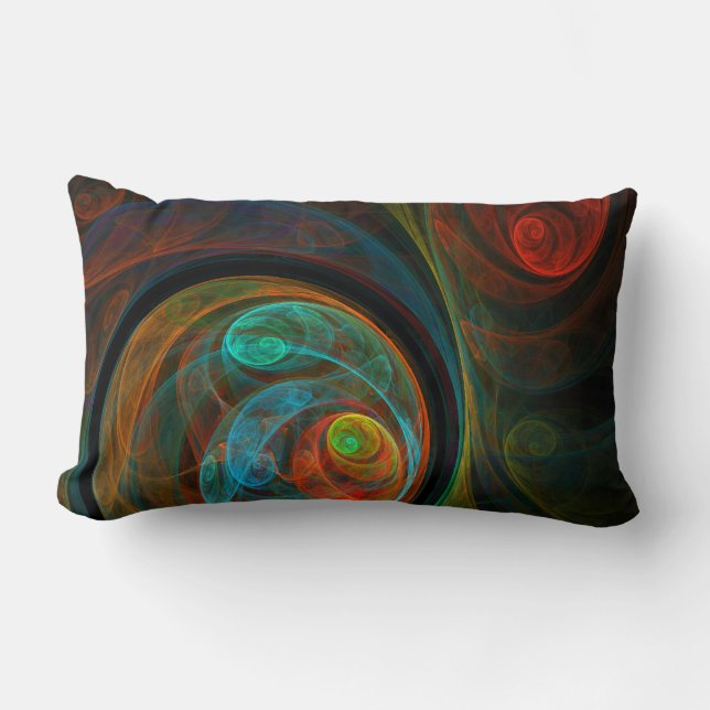 Rebirth Blue Abstract Art Lumbar Pillow (Front)
