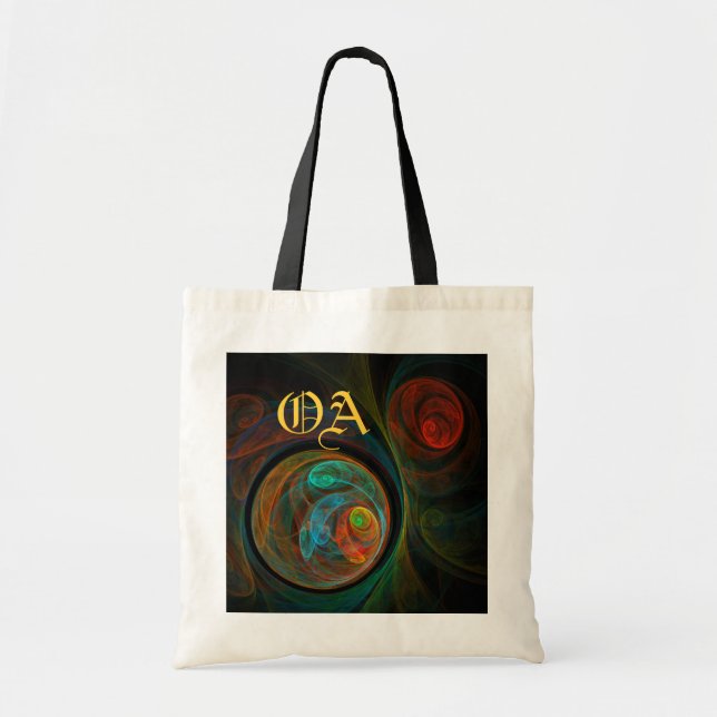 Rebirth Blue Abstract Art Monogram Bag (Front)