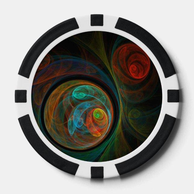 Rebirth Blue Abstract Art Poker Chips (Front)