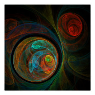 Rebirth Blue Abstract Art Poster