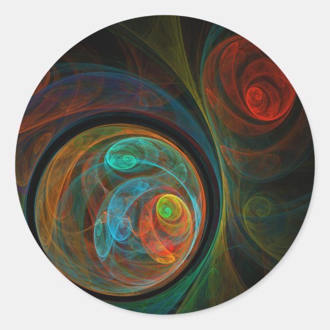 Rebirth Blue Abstract Art Round Sticker (Front)