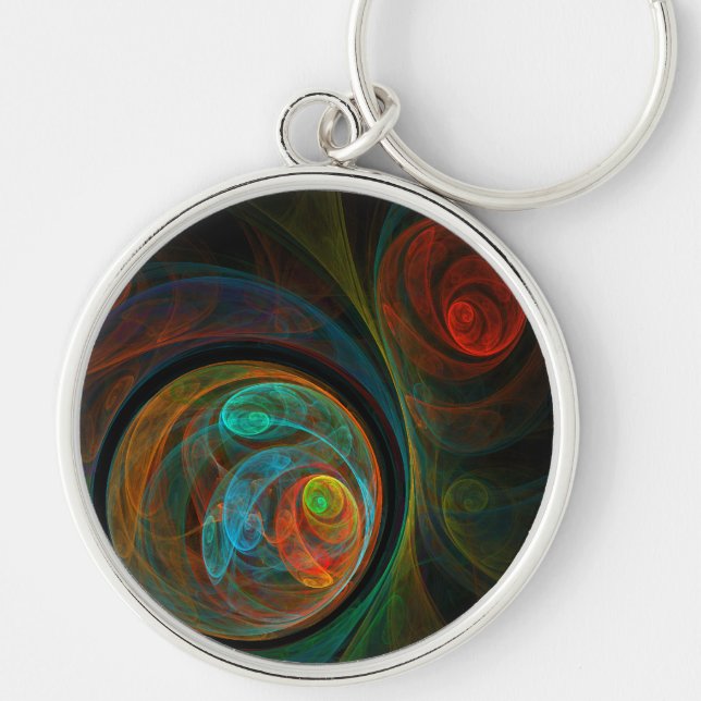 Rebirth Blue Abstract Art Small Key Ring (Front)