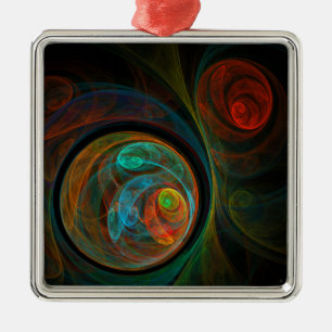 Rebirth Blue Abstract Art Square Metal Tree Decoration