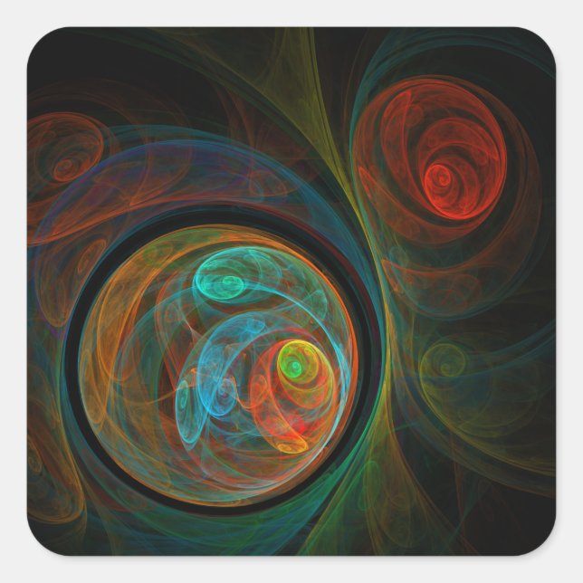 Rebirth Blue Abstract Art Square Sticker (Front)
