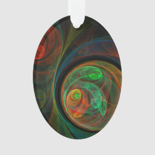 Rebirth Green Abstract Art Acrylic Oval Ornament