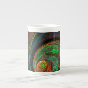 Rebirth Green Abstract Art Bone China Mug