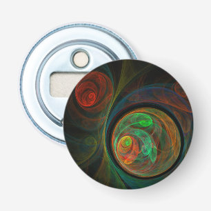 Rebirth Green Abstract Art Button Bottle Opener